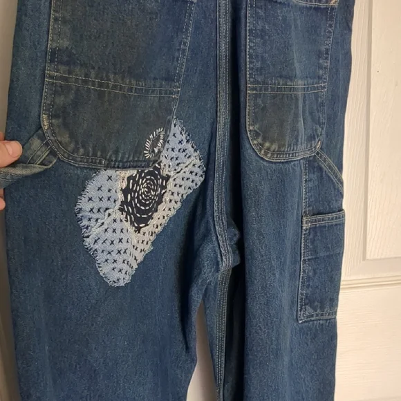 Carhartt Denim Overalls with Artistic Patchwork - Picture 8 of 14